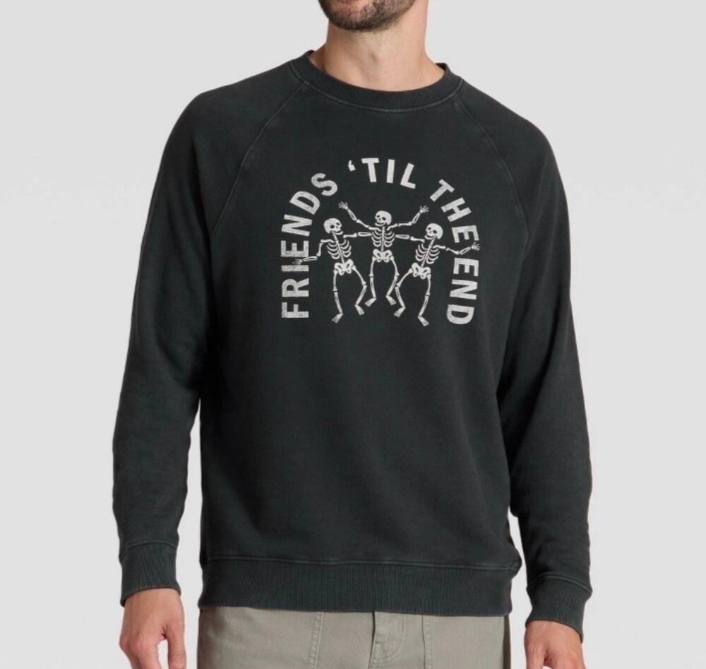 Goodfellow Co Friends Til The End Skeleton Sweatshirt Mens Black Halloween L NWT